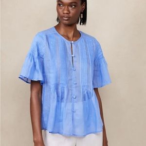 Banana Republic Ramie pintuck shirt